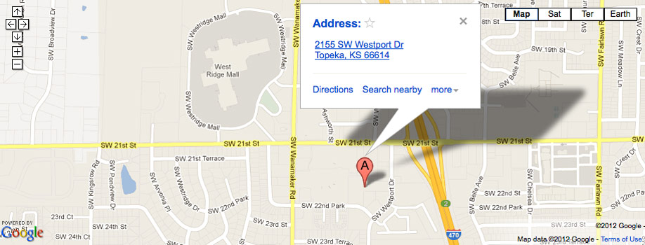 Google maps location for AAA Self storage in Topeka