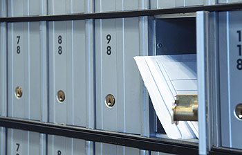 Post office box with mail